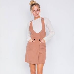 Mocha Vintage Suede Front Button Office Chic Mini